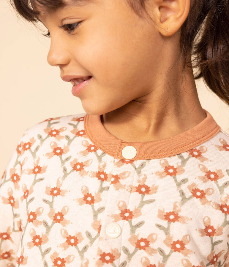 C&aacute;rdigan estampado de tejido t&uacute;bico acolchado de ni&ntilde;a crudo/multicolor