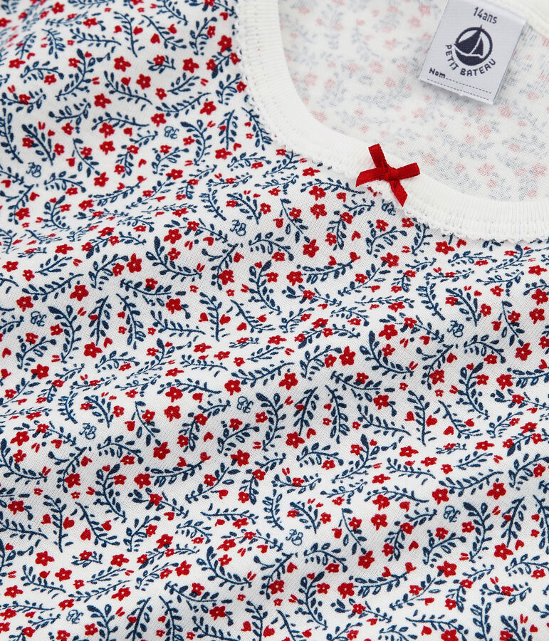 Pijama corto de punto para chica blanco/multicolor