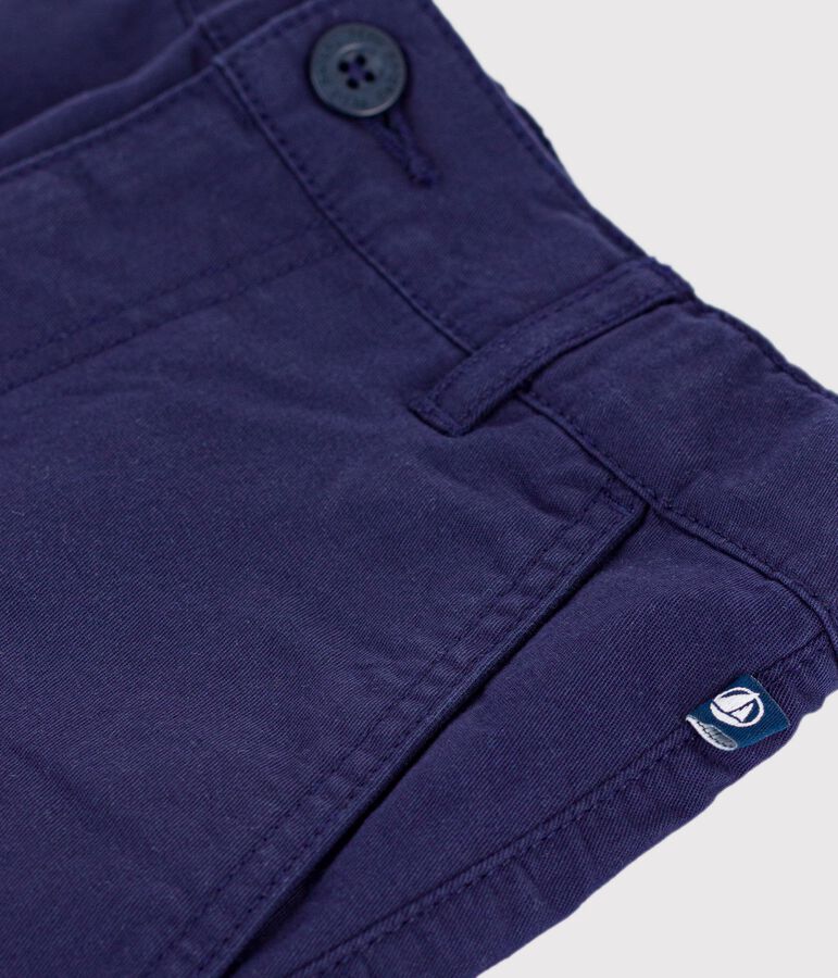 Bermudas cortas infantiles de algod&oacute;n liso azul