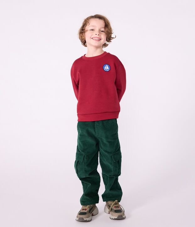 Sudadera infantil lisa de algod&oacute;n rojo