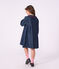 Vestido infantil liso de manga larga de tejido denim azul
