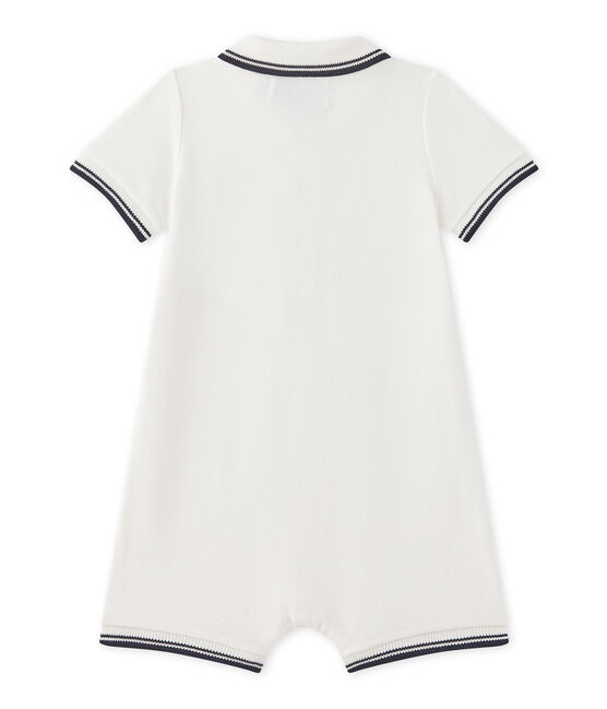 Pelele corto para bebé niño en jersey piqué blanco MARSHMALLOW