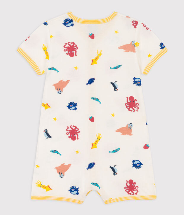Mono corto de algod&oacute;n con animales marinos para beb&eacute; blanco/multicolor