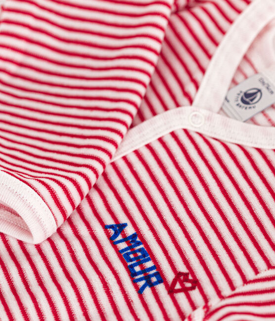 Pijama de terciopelo romántico para bebé rojo MARSHMALLOW/blanco CORRIDA