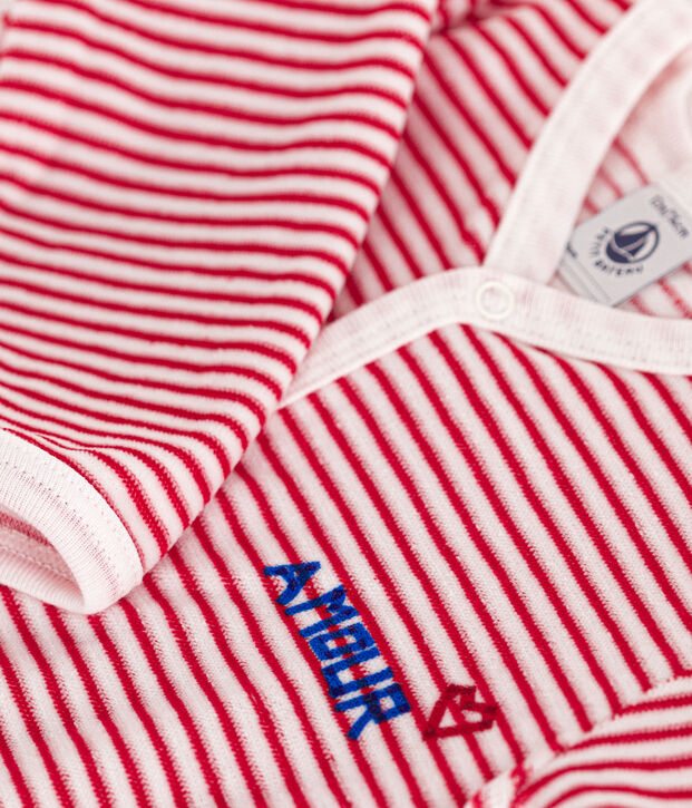 Pijama de terciopelo rom&aacute;ntico para beb&eacute; blanco/rojo