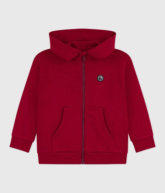 Sudadera infantil de algodón liso con cremallera AMARANTE