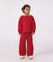 Sudadera infantil lisa de algod&oacute;n con cuello rojo