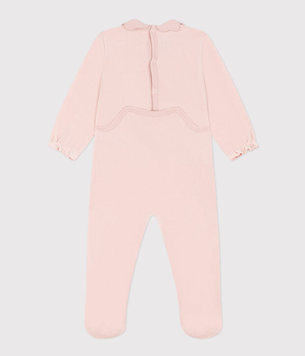 Pijama de terciopelo rosa liso para beb&eacute; rosa
