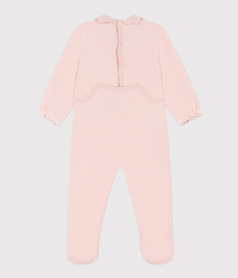 Pijama de terciopelo rosa liso para beb&eacute; rosa