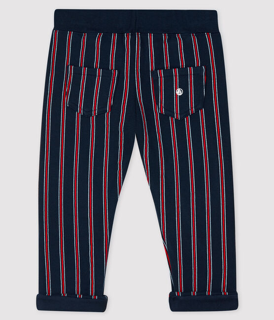 Pantalón de muletón para bebé niño azul SMOKING/blanco MULTICO