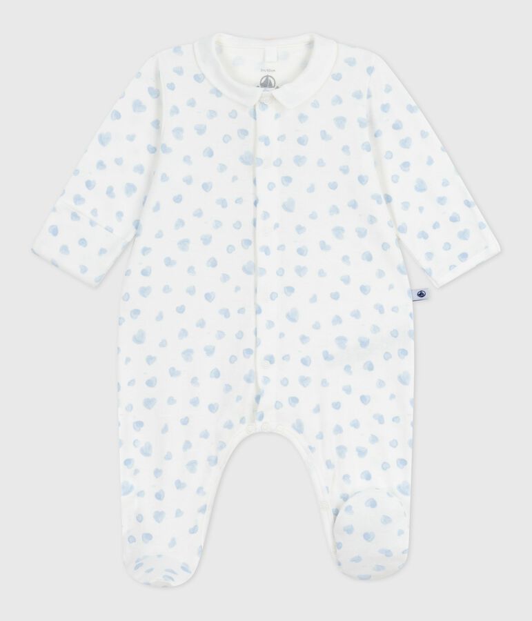 Pijama de algod&oacute;n con cuello estampado de coraz&oacute;n para beb&eacute; MARSHMALLOW/ ADRIATIC