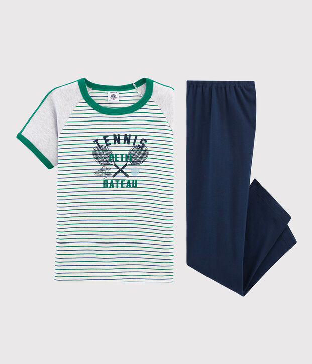 Pijama manga corta de punto para ni&ntilde;o blanco/multicolor