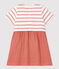 Vestido bimaterial de gasa de algodón y jersey grueso ecológico para bebé blanco MARSHMALLOW/ PAPAYE