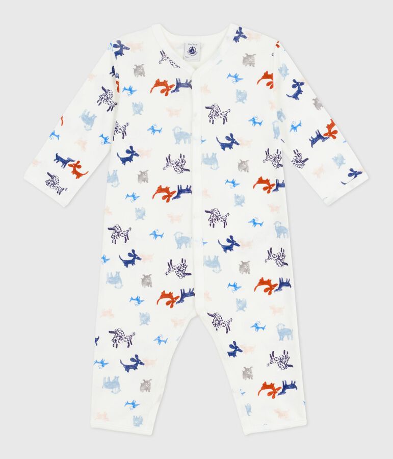 Pijama sin pies de algod&oacute;n con estampado de perro para beb&eacute; blanco/multicolor