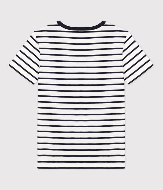 Camiseta LA ICONICA de algodón con cuello de pico para mujer blanco MARSHMALLOW/azul SMOKING