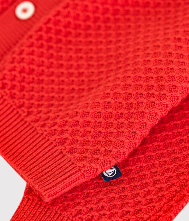 C&aacute;rdigan de algod&oacute;n de punto de fantas&iacute;a para beb&eacute; rojo