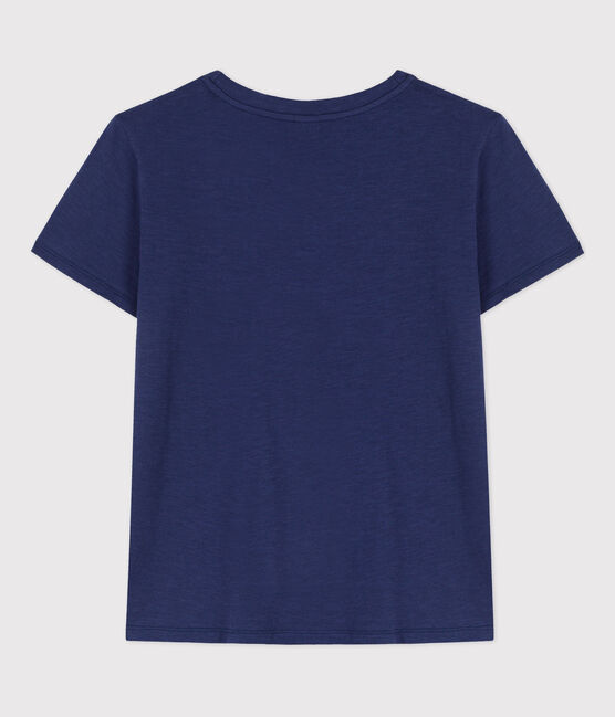 Camiseta LA RECTA de algodón con cuello redondo para mujer azul CHALOUPE