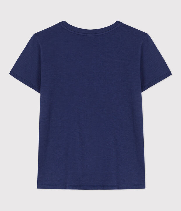 Camiseta LA RECTA de algod&oacute;n con cuello redondo para mujer azul