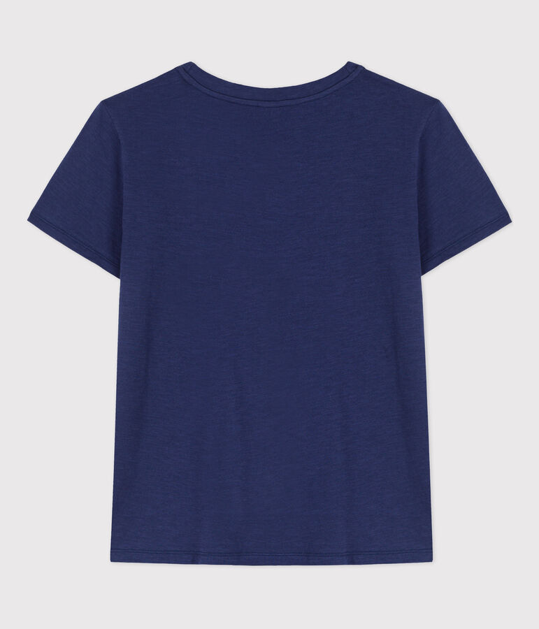 Camiseta LA RECTA de algod&oacute;n con cuello redondo para mujer azul