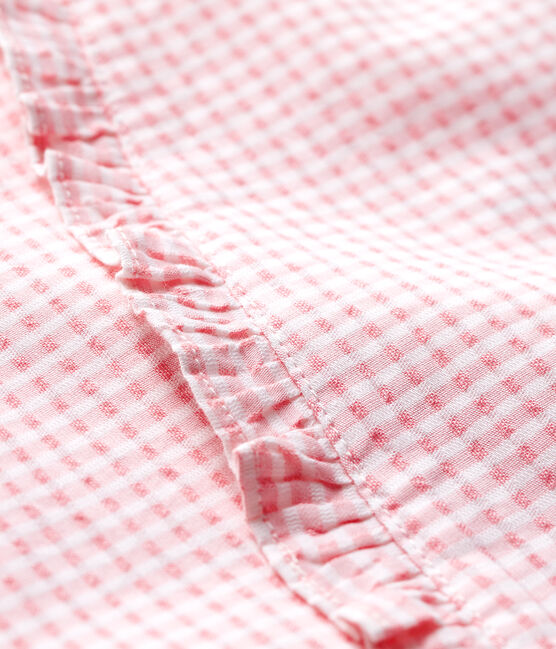 Blusa de manga corta de popelina de bebé niña rosa MINOIS/blanco MARSHMALLOW