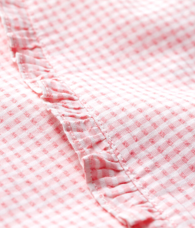 Blusa de manga corta de popelina de beb&eacute; ni&ntilde;a rosa/blanco