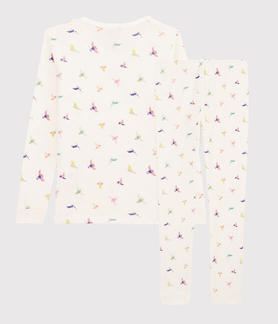 Pijama snugfit con estampado de pájaros para niña pequeña de punto blanco MARSHMALLOW/blanco MULTICO