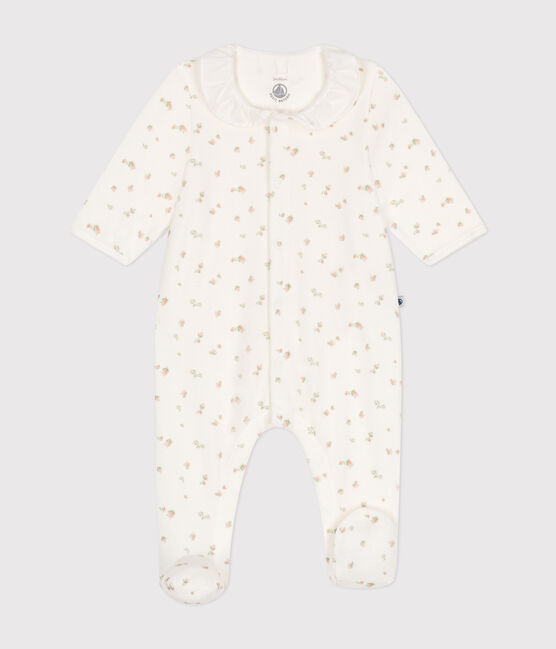 Pijama de terciopelo para bebé blanco MARSHMALLOW/blanco MULTICO