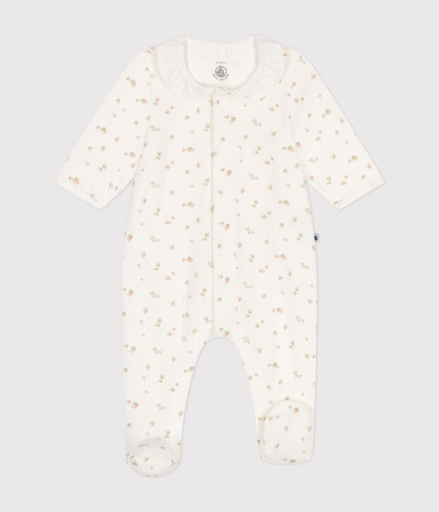 Pijama de terciopelo para beb&eacute; blanco/multicolor