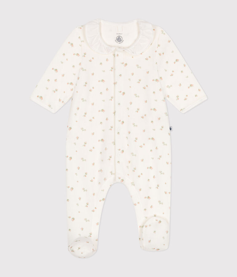 Pijama de terciopelo para beb&eacute; blanco/multicolor