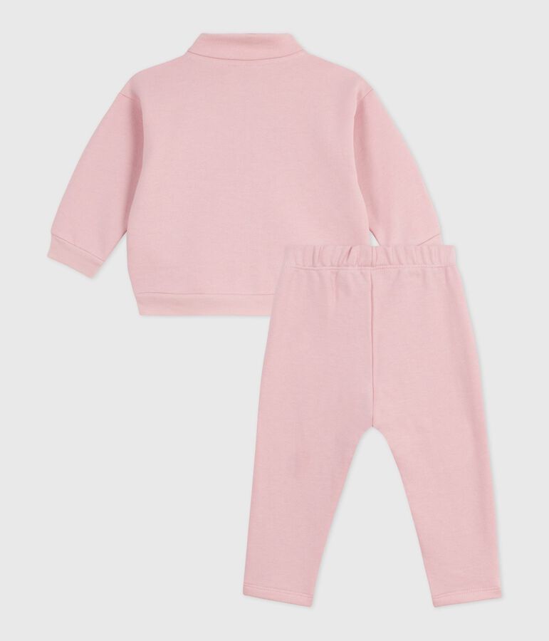 Conjunto de sudadera y pantal&oacute;n de algod&oacute;n liso para beb&eacute; rosa