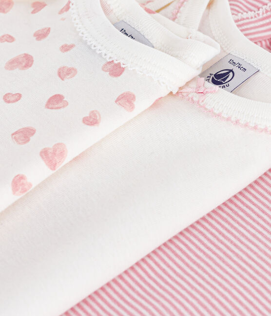 Juego de bodis de algodón de manga larga con estampado de corazones para bebé variante 1