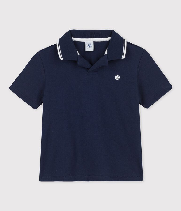 Polo de manga corta de punto de ni&ntilde;o azul