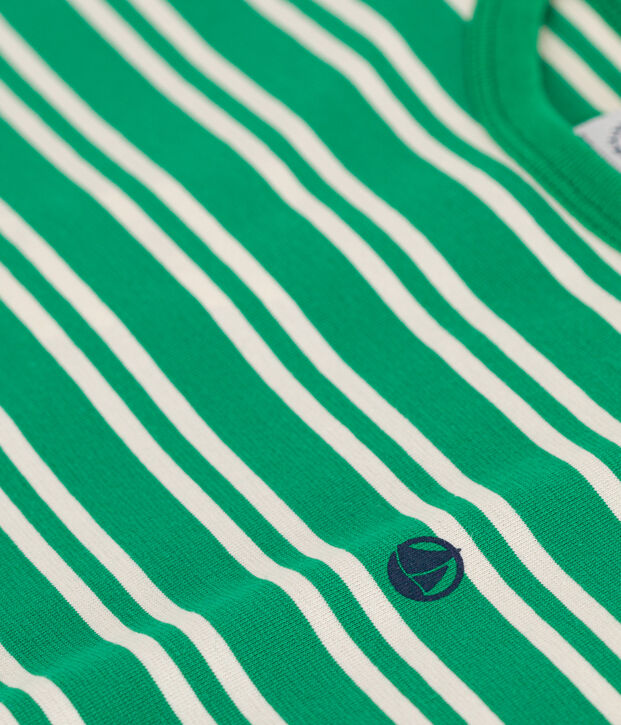 Camiseta a rayas de jersey para ni&ntilde;o verde/crudo