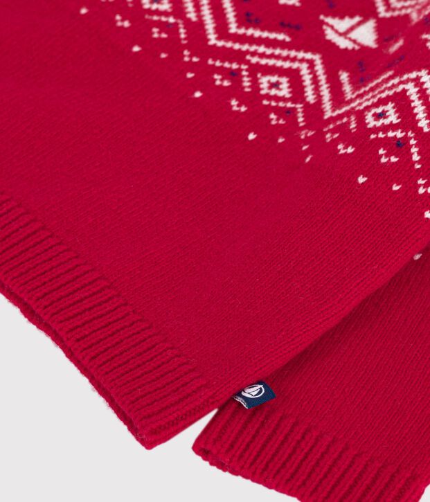 Jersey de lana y algod&oacute;n con estampados jacquard para beb&eacute; rojo/multicolor