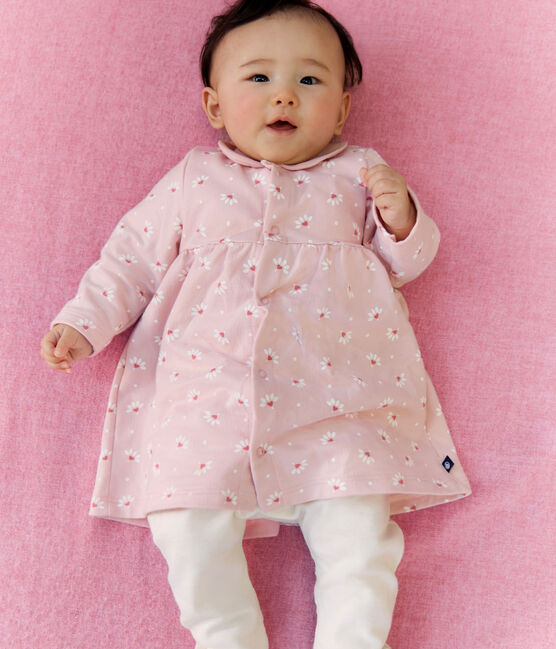 Vestido de algodón con cuello con estampado de flores y corazones y leggings para bebé rosa JOLI/blanco MULTICO