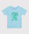 Camiseta infantil de manga corta de algodón con estampado azul AQUATIC