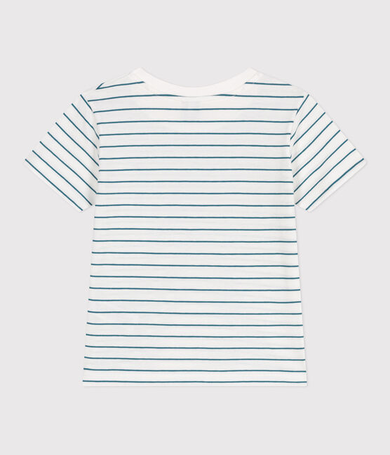 Camiseta infantil de manga corta de algodón con rayas verde MARSHMALLOW/ DRAGONFLY