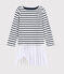 Vestido de manga larga para niña blanco MARSHMALLOW/ SMOKING ARGENT BRILLANT