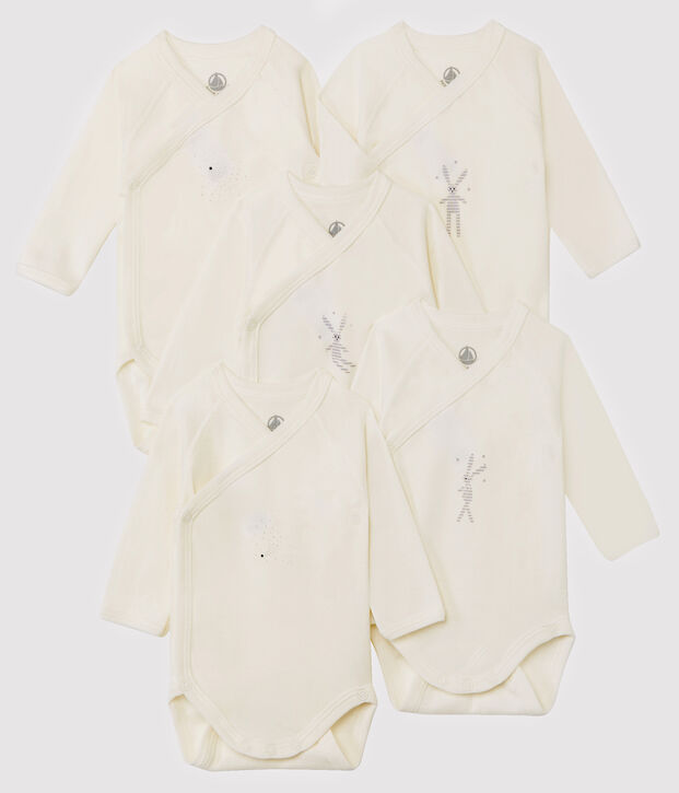 Lote de 5 bodies de nacimiento de manga larga para beb&eacute; multicolor