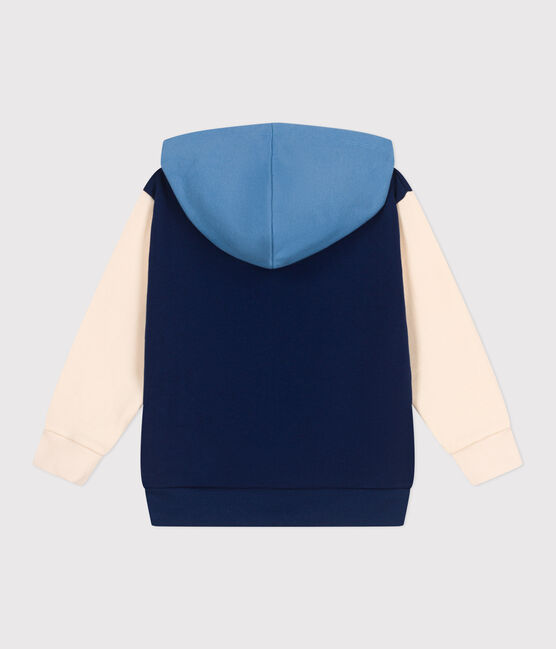Sudadera infantil de algodón liso con capucha azul MEDIEVAL/blanco MULTICO