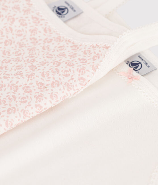 Juego de 2 camisetas de tirantes infantiles de algodón con flores variante 1