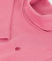 Camiseta infantil lisa de cuello alto de algod&oacute;n rosa