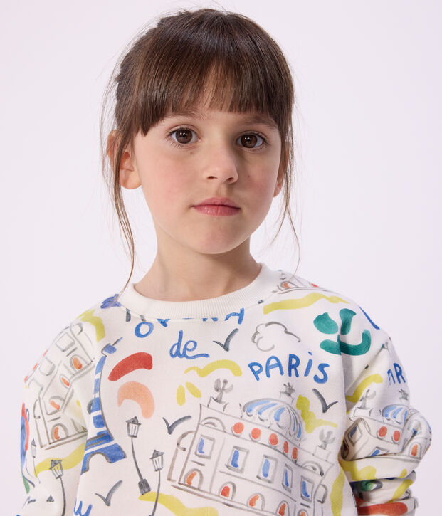 Sudadera infantil de algod&oacute;n con estampado blanco/multicolor