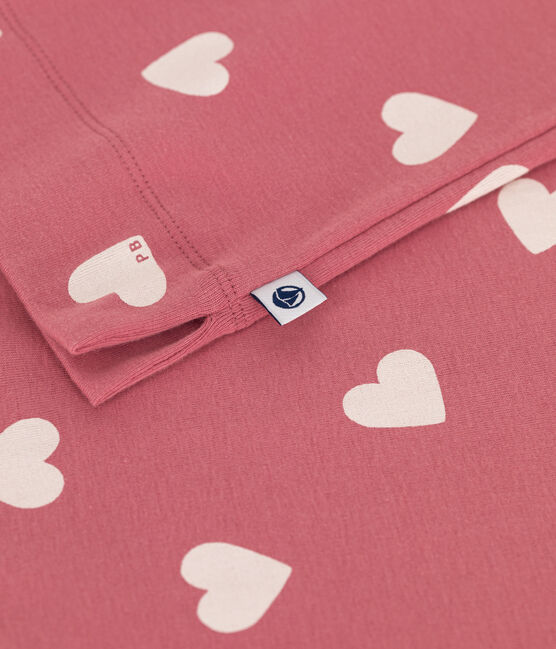 Camisón de manga corta con estampado de corazones para mujer rosa ROSEWOOD/ MARSHMALLOW