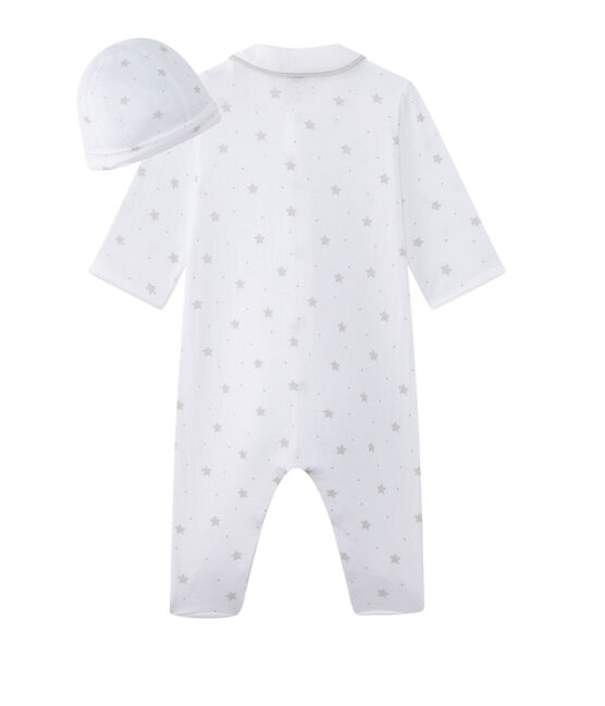 Pijama para bebé niño con estampado de estrellas blanco ECUME/marron SHITAKE