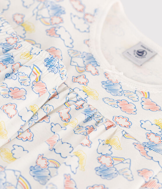 Pijama corto infantil con estampado de arcoíris de algodón  blanco MARSHMALLOW/blanco MULTICO