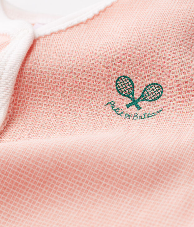 Pelele de punto para beb&eacute; ni&ntilde;a rosa/blanco