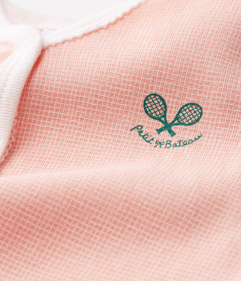 Pelele de punto para beb&eacute; ni&ntilde;a rosa/blanco