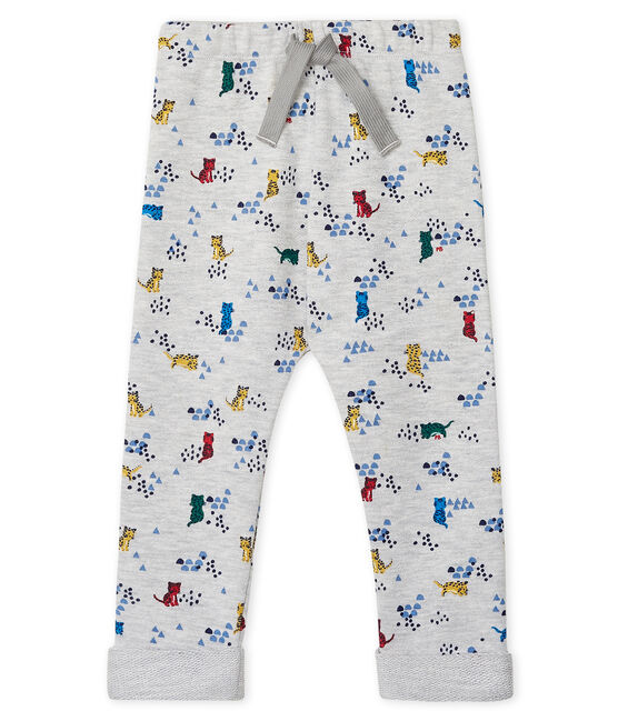 Pantalón de muletón estampado para bebé niño gris BELUGA/blanco MULTICO