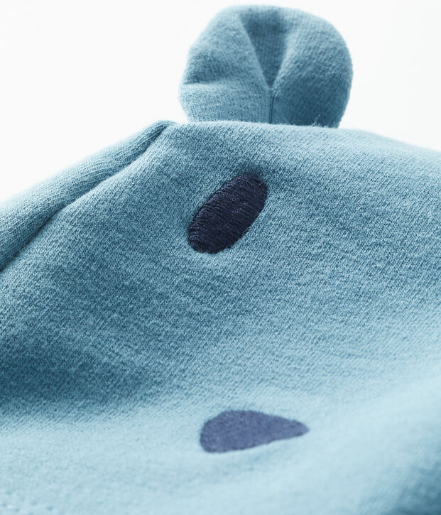 Gorro de beb&eacute; unisex realizado en mulet&oacute;n y elastano azul